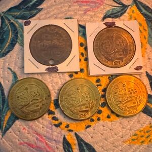 1962 Space Exploration Commemorative Coins from Seattles World Fair 5 pcs